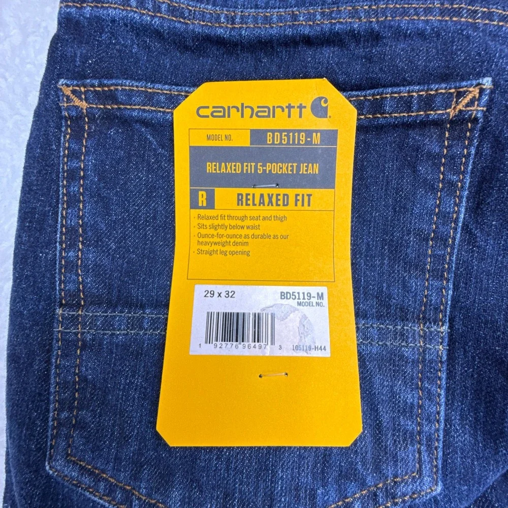 Carhartt BD5119-M Relaxed Fit 5-Pocket Jeans Mens 29x32 Dark Wash Blue Denim NWT